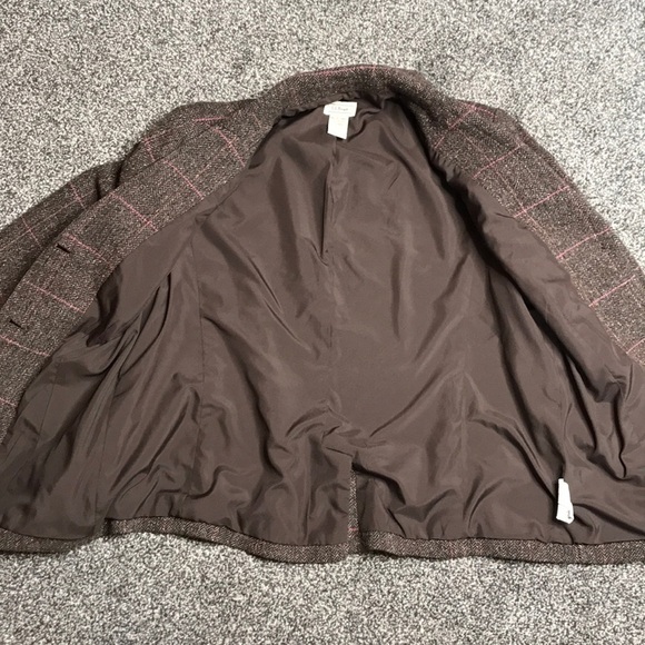 Vintage L.L Bean Brown/Pink Wool Blend Plaid Blazer Jacket - Picture 14 of 14